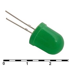 Светодиод 10 mm green 30 mCd 20