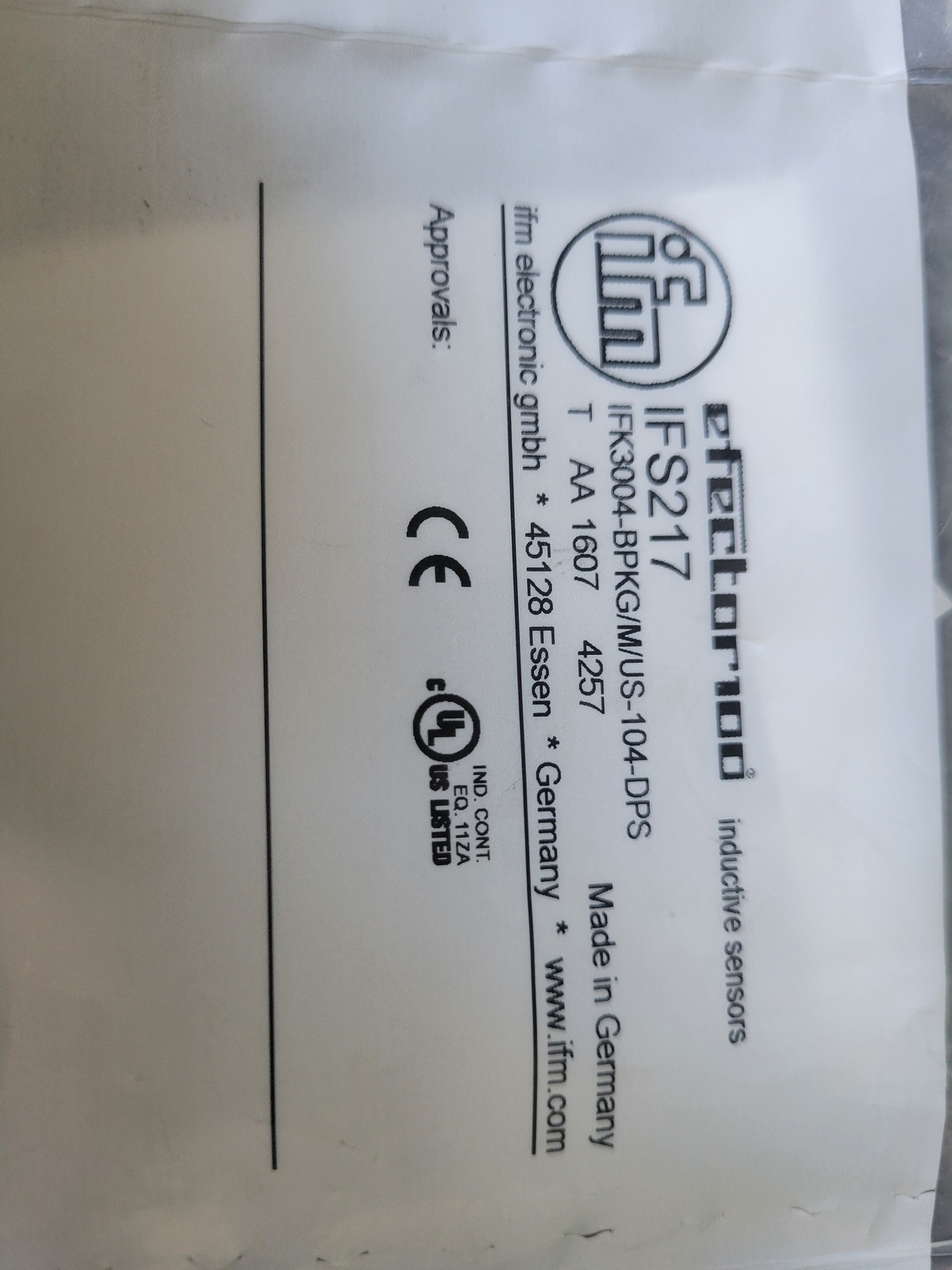 Датчик индуктивный IFS217 IFK3004BPKG