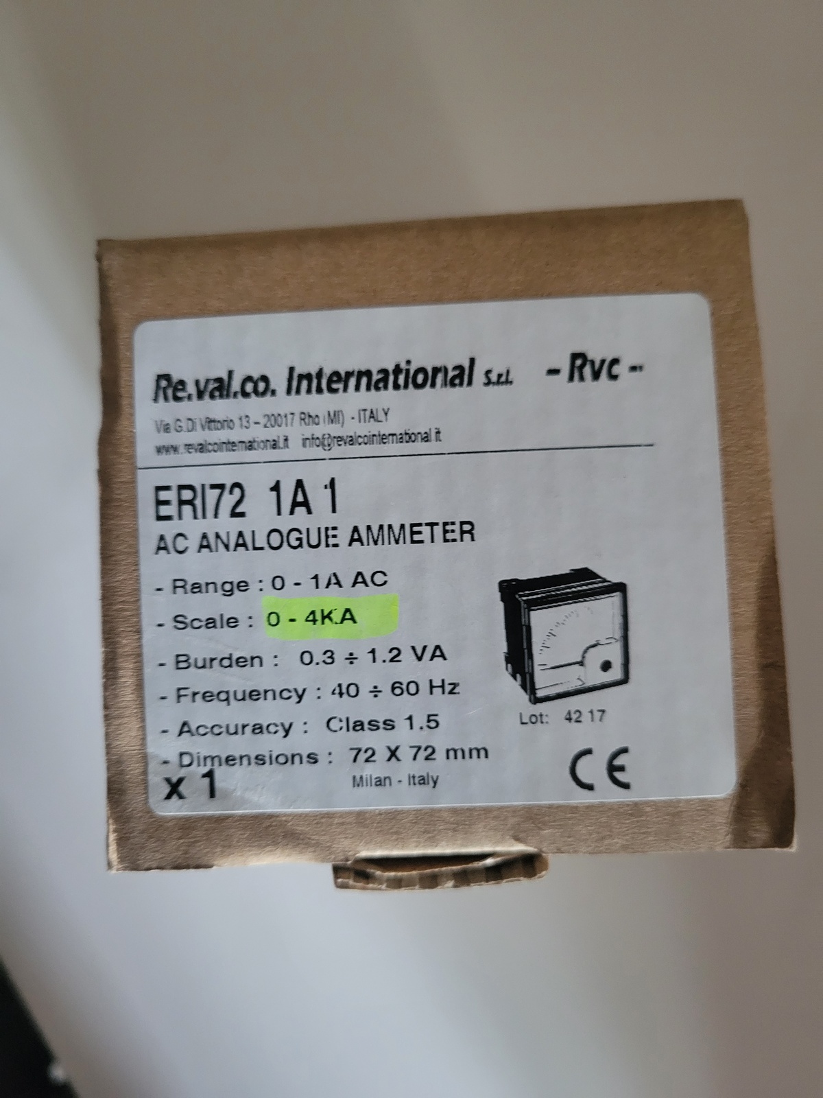 Амперметр ERI72 1A1