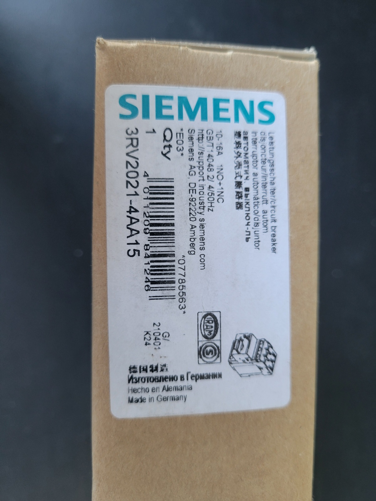 Выключатель Siemens 3RV2021-4AA15
