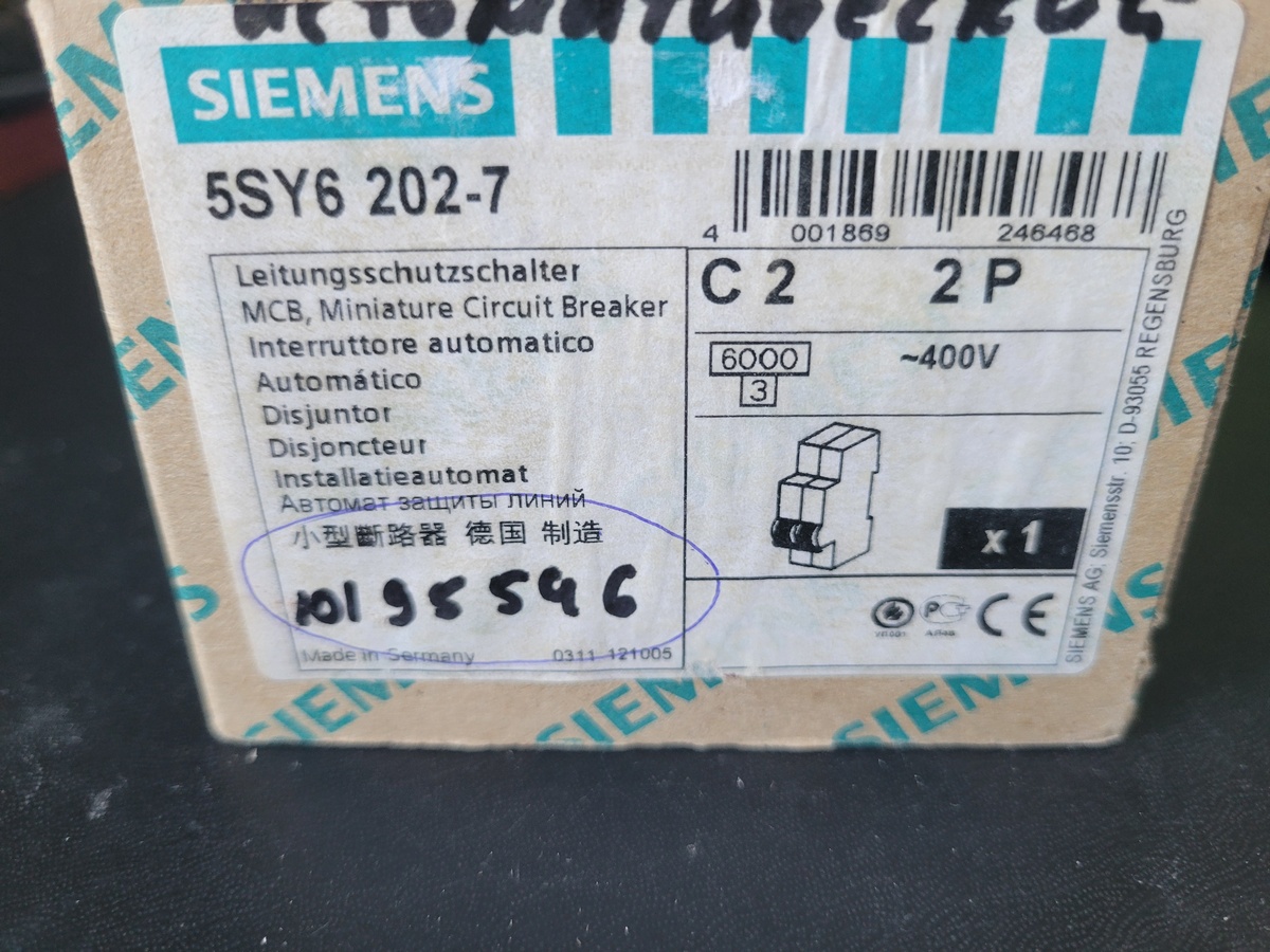 Выключатель автоматический SIEMENS 5SY6202-7 2P C2А